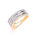 Y/G Ladies Three Row Cz Ring