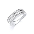 W/G Ladies Three Row Cz Ring