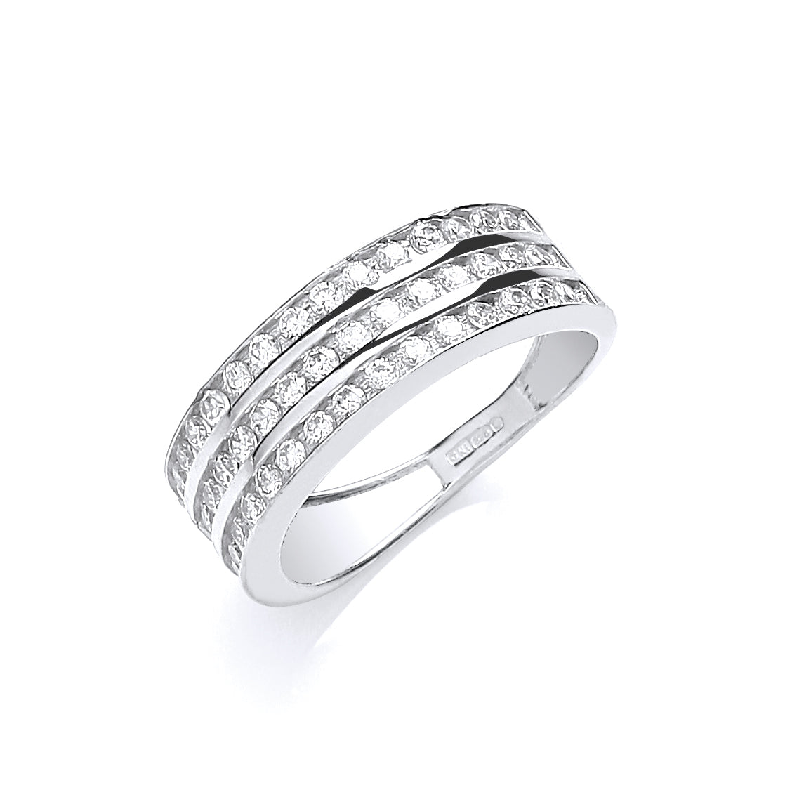 W/G Ladies Three Row Cz Ring