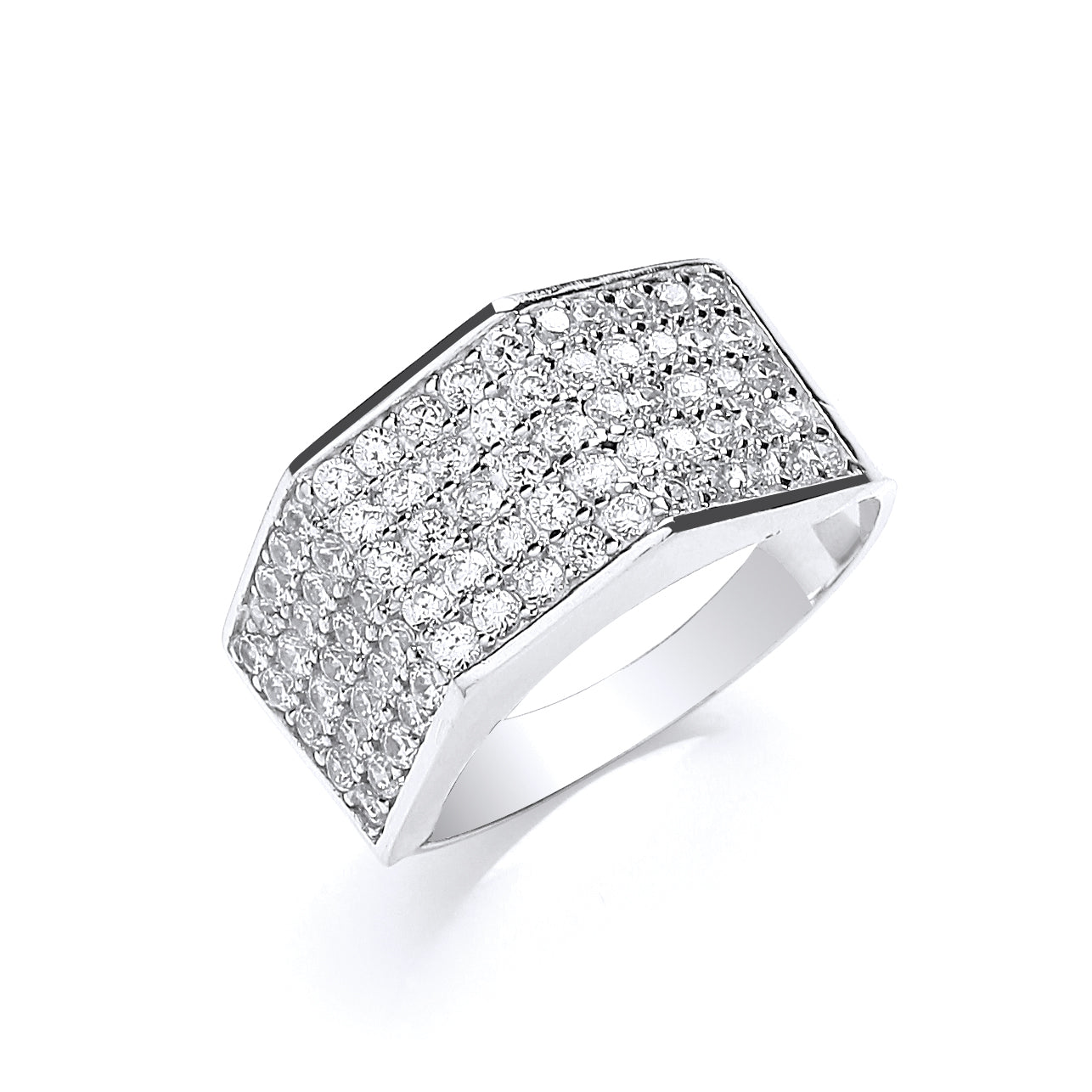 W/G Gents Five Row Cz Ring