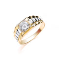 Y/G Gents Square Top Cz Two Colour Ring