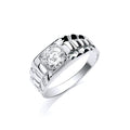 W/G Gents Square Top Cz Ring