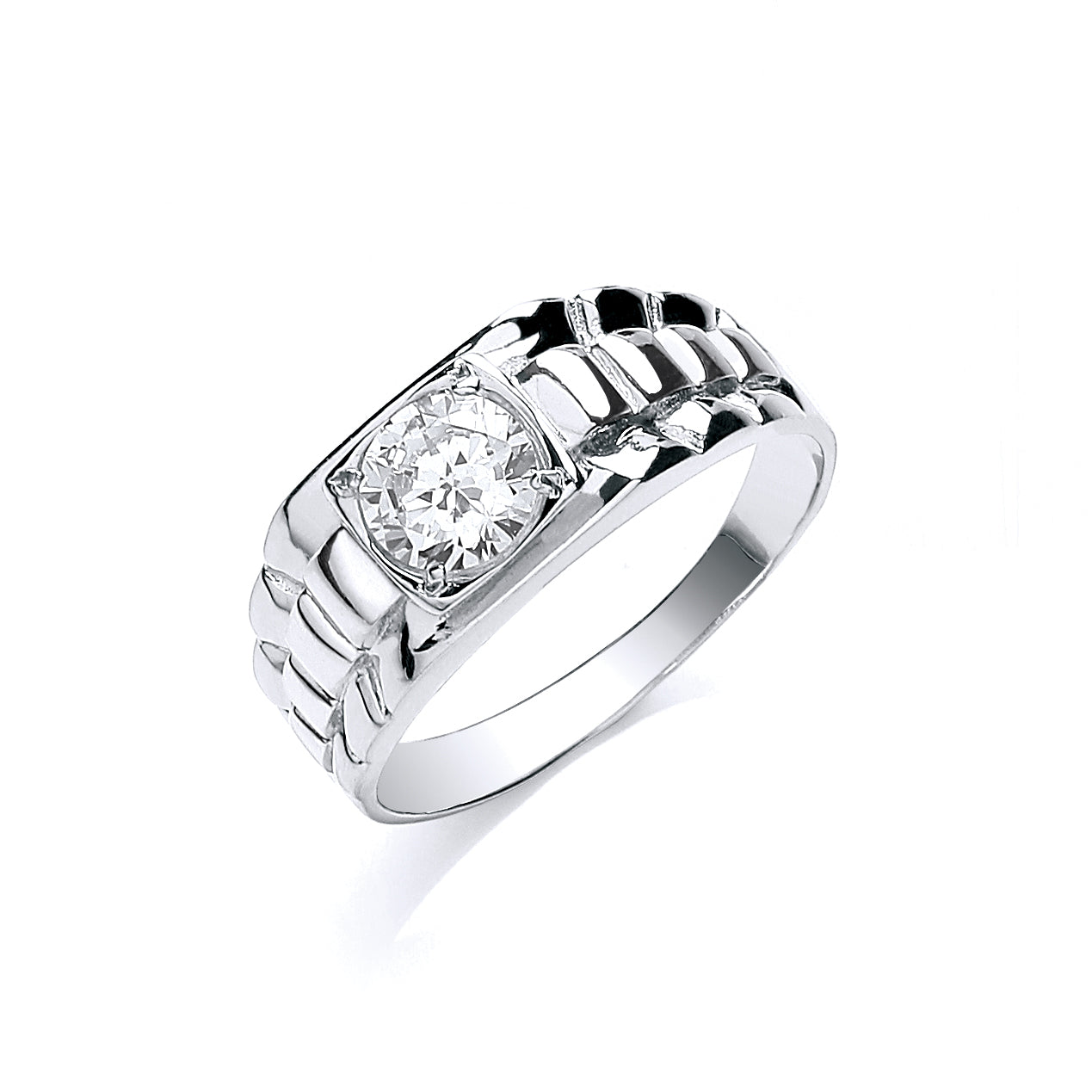 W/G Gents Square Top Cz Ring