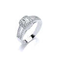 W/G Ladies Princess Centre Split Shank Cz Ring