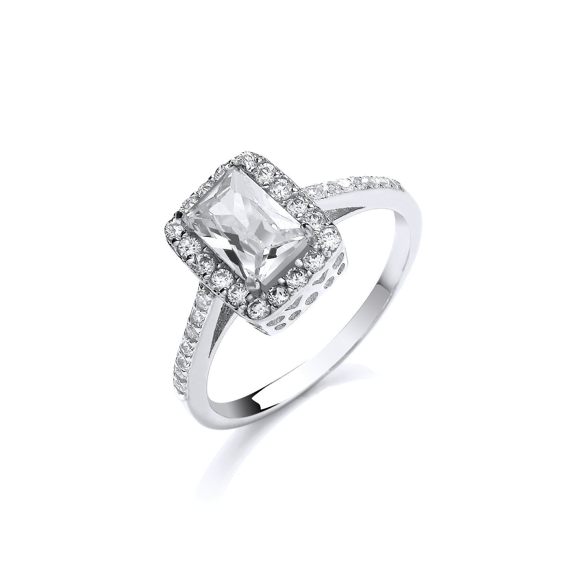 W/G Ladies Emerald Centre Cz Ring