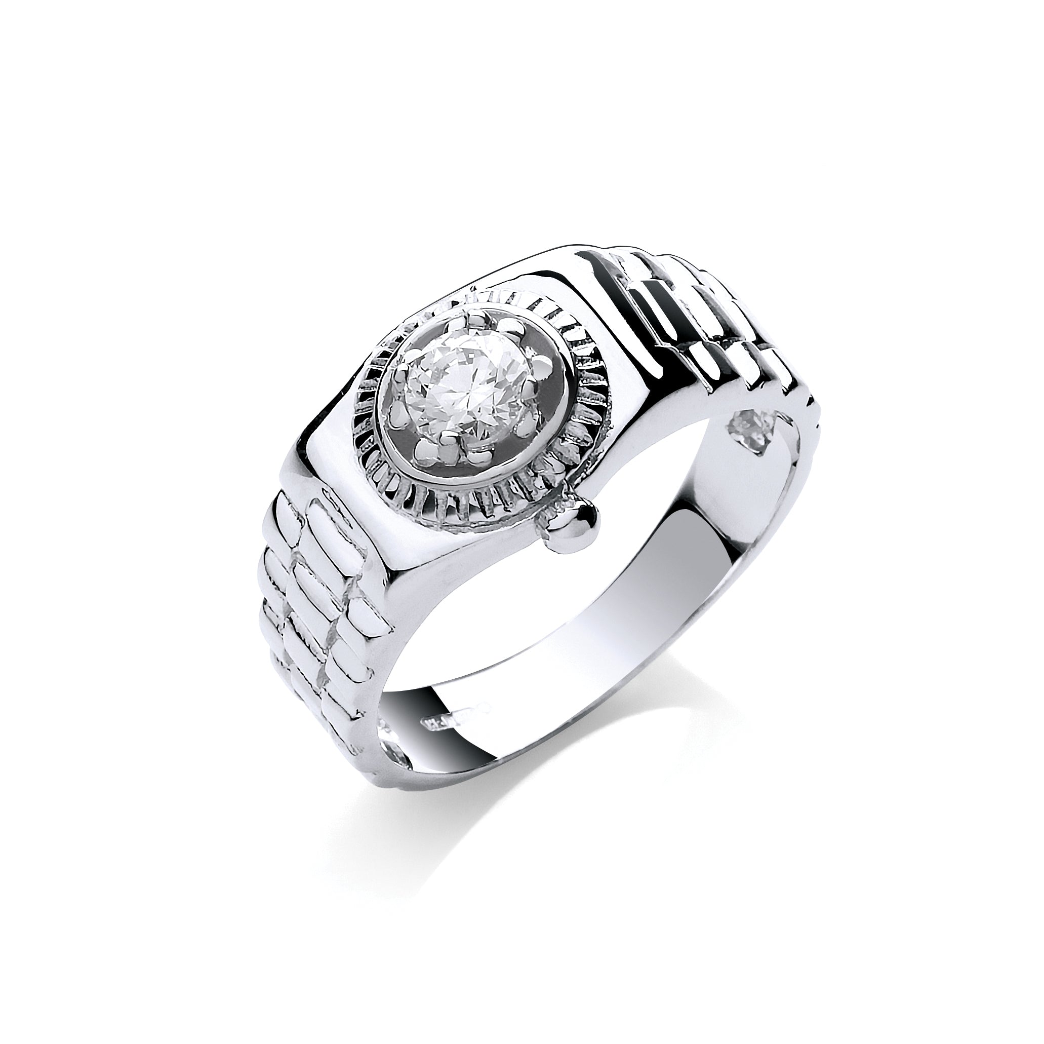 W/G Gents Cz Ring