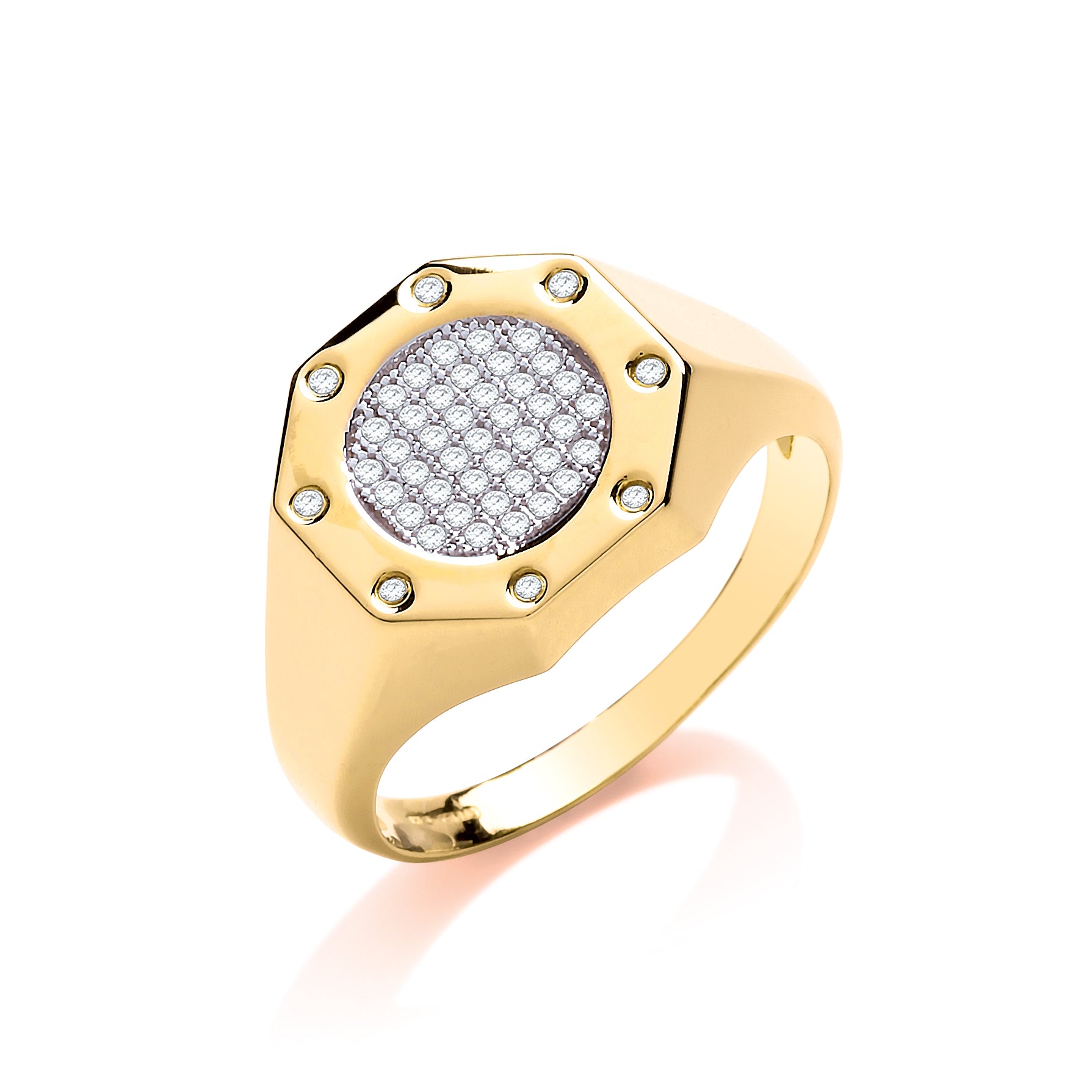 Y/G Octagon Top Fashion Cz Gents Ring