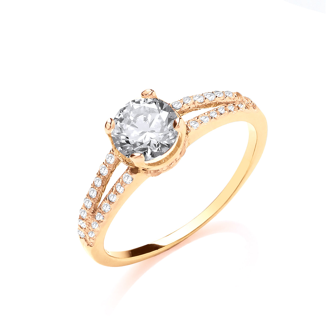 Y/G Split Shank Cz Engagement Ring
