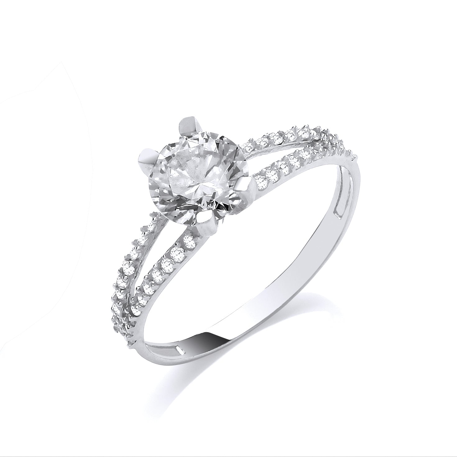 W/G Split Shank Cz Engagement Ring