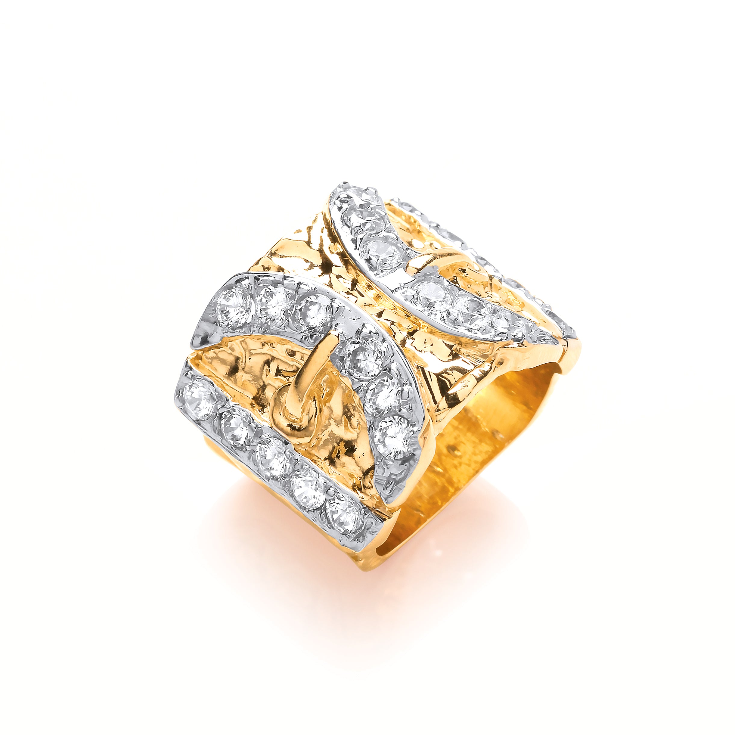 Y/G CZs Buckle Gents Ring