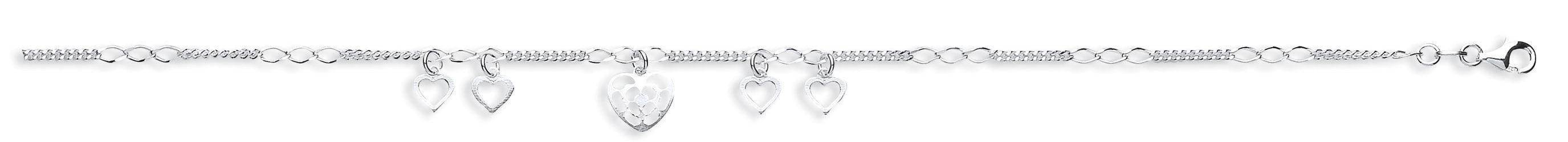 Silver Fancy Heart Drop Anklet