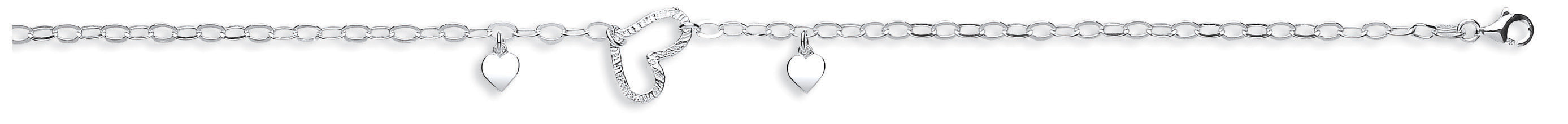 Silver Fancy Heart Drop Anklet