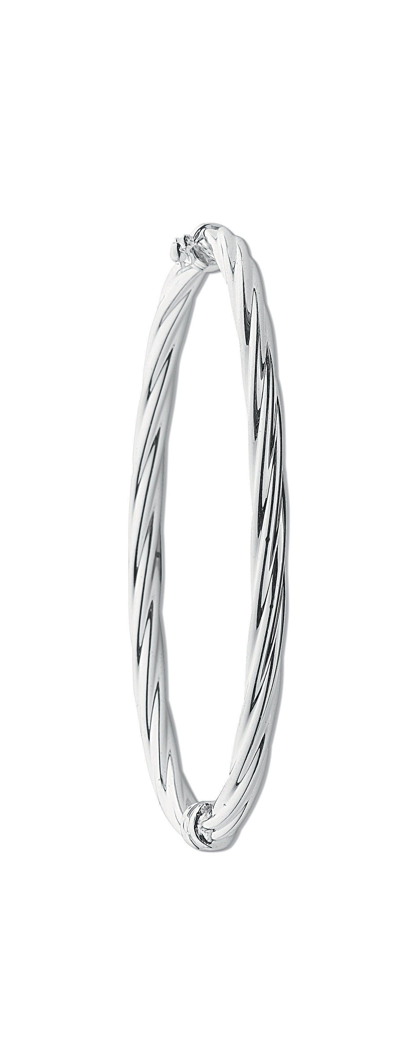 Silver Twisted Hollow Hinged Bangle