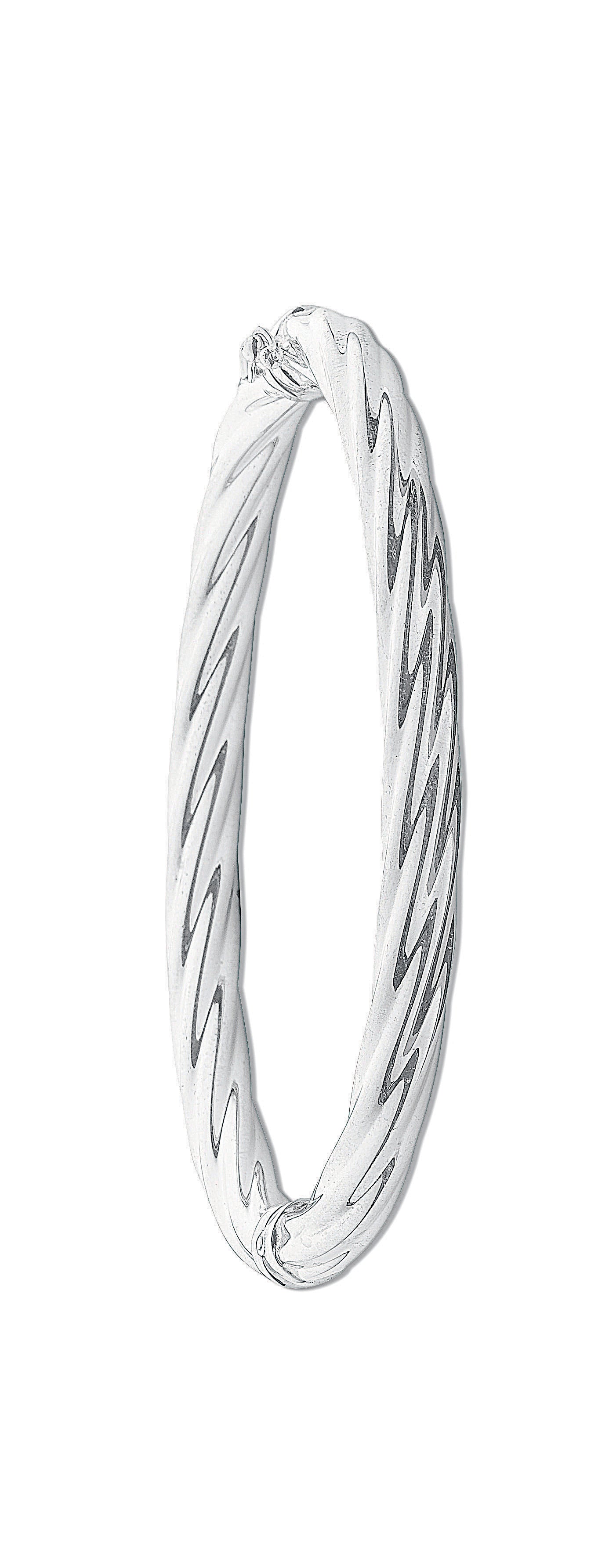 Silver Twisted Hollow Hinged Bangle