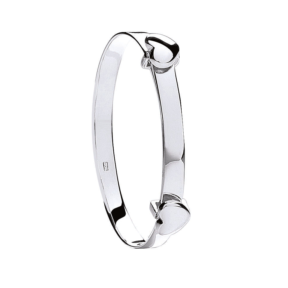 Silver Expandable Heart Baby Bangle