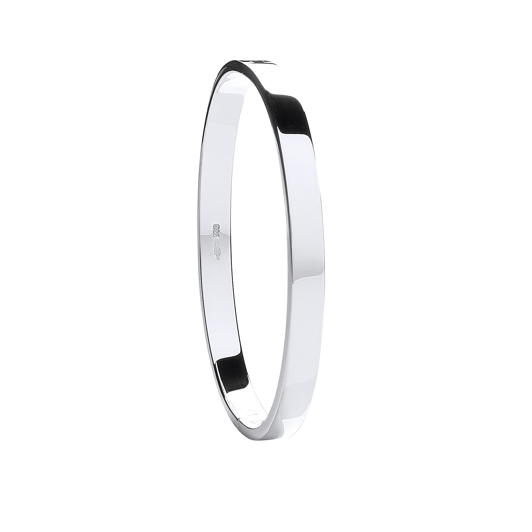 Silver Solid 6mm Oval Shaped Hinged Bangle