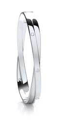 Silver Solid Cz Kiss Hinged Bangle