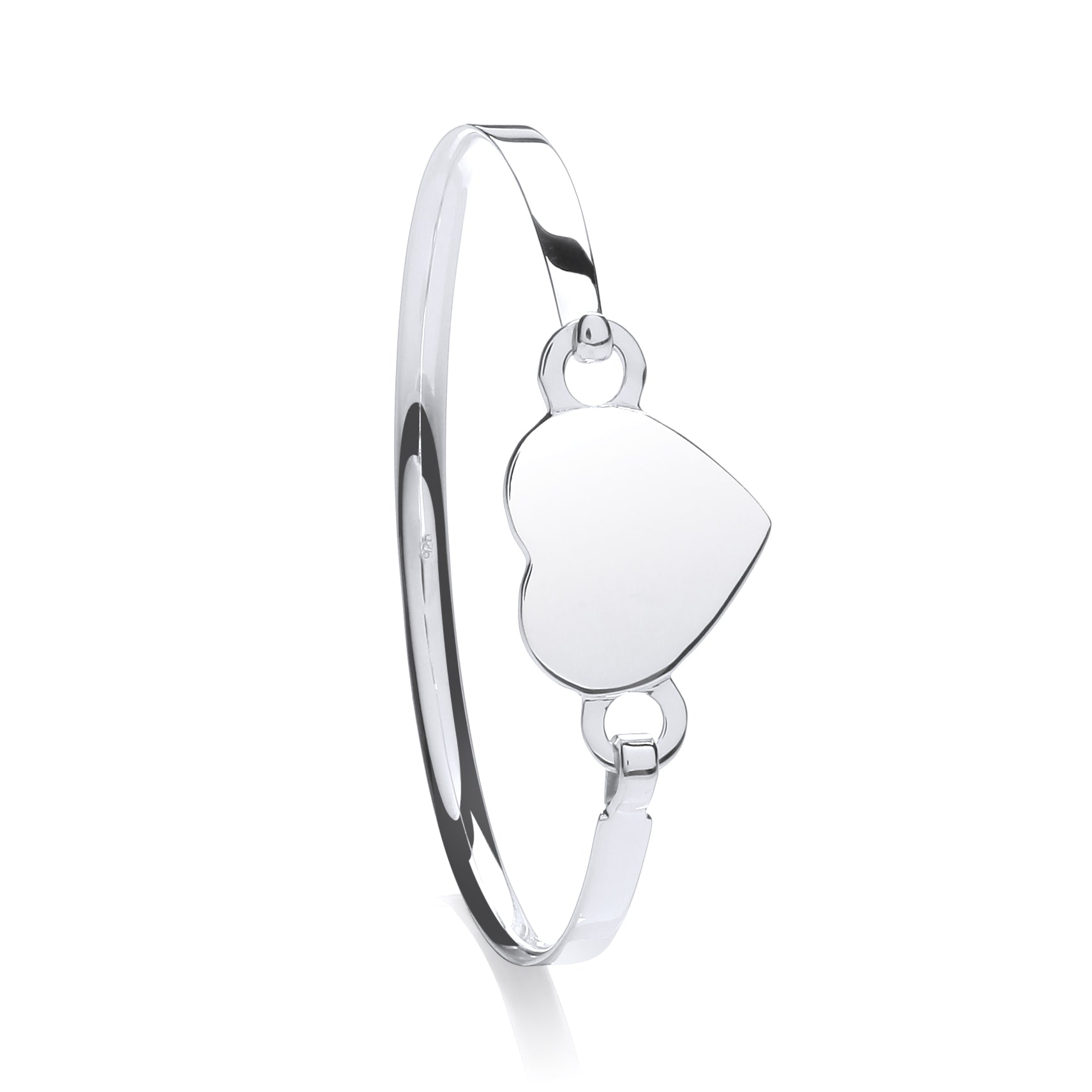 Silver Ladies Heart Bangle