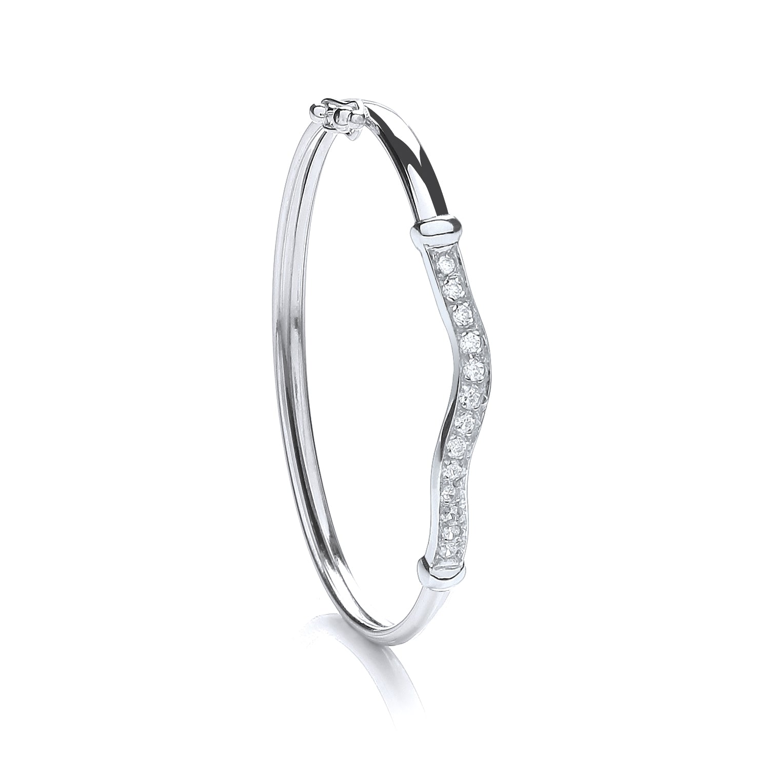 Silver Wavy Top Baby Cz Bangle
