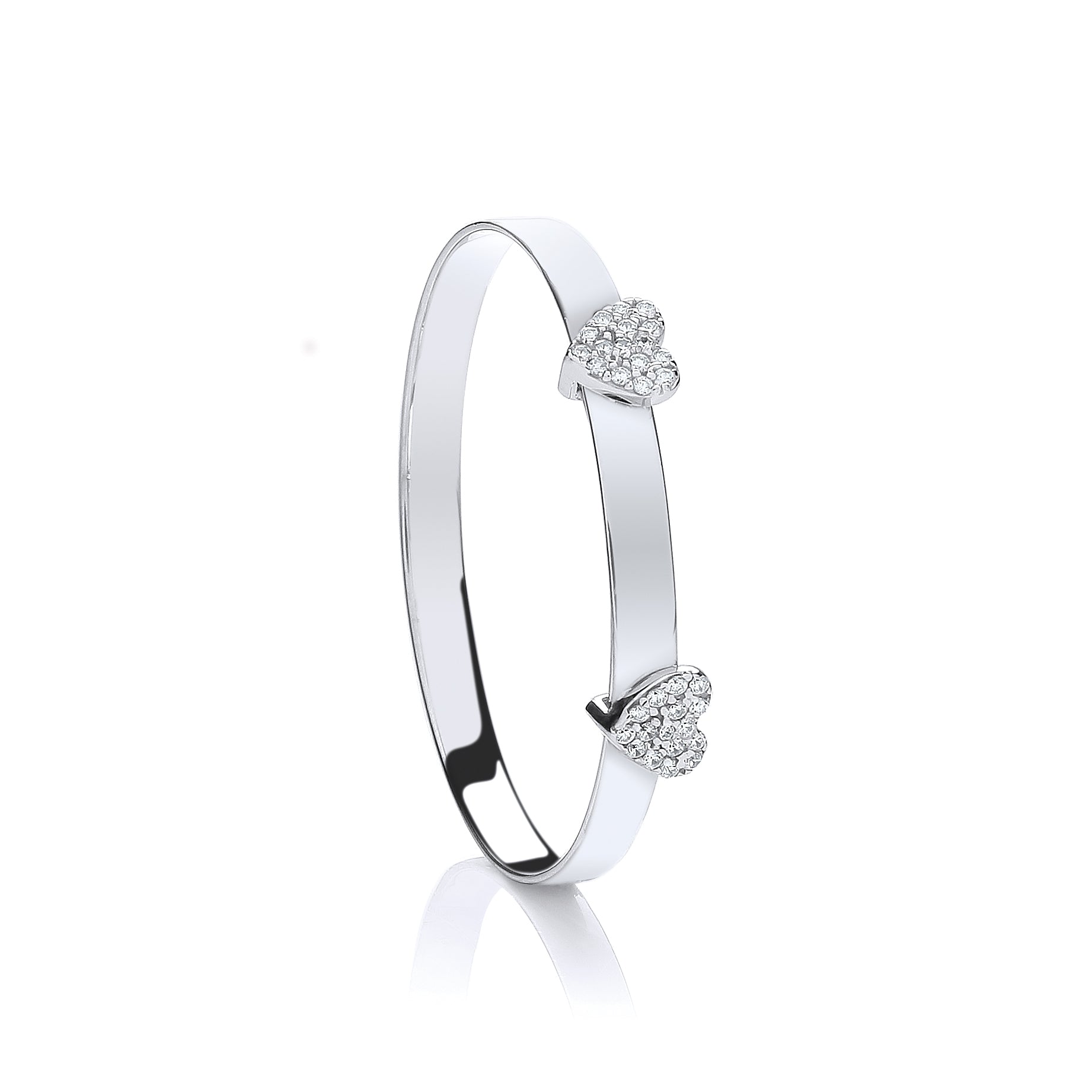 Silver Cz Heart Baby Expandable Bangle