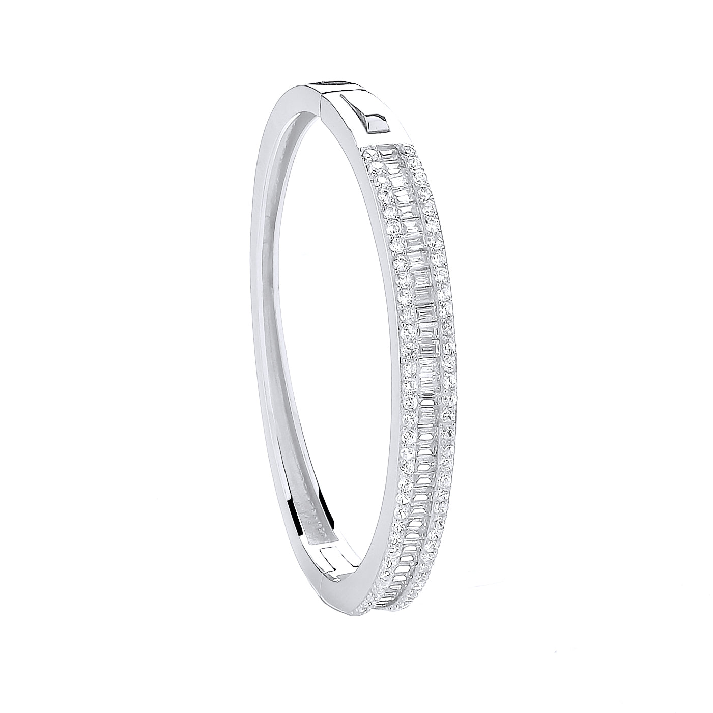 Silver 3 Row Cz Baguette Centre Baby Bangle
