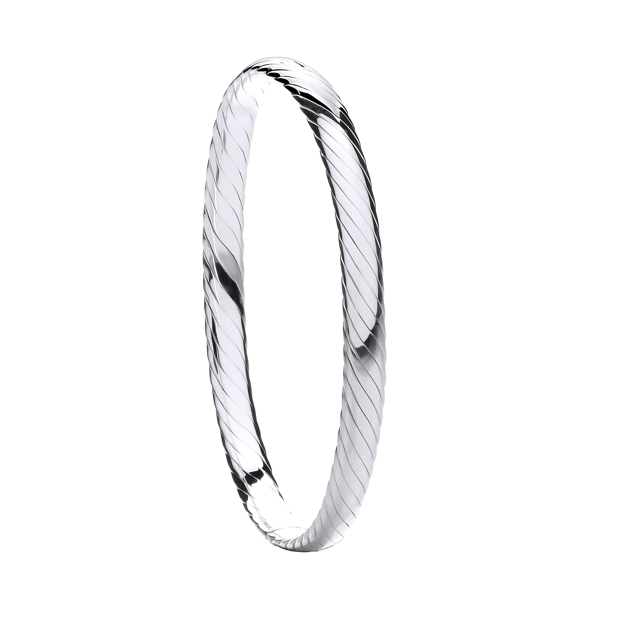 Silver Ribbed Ladies Bangle