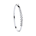 Silver Rubover Cz Ladies Hinged Bangle