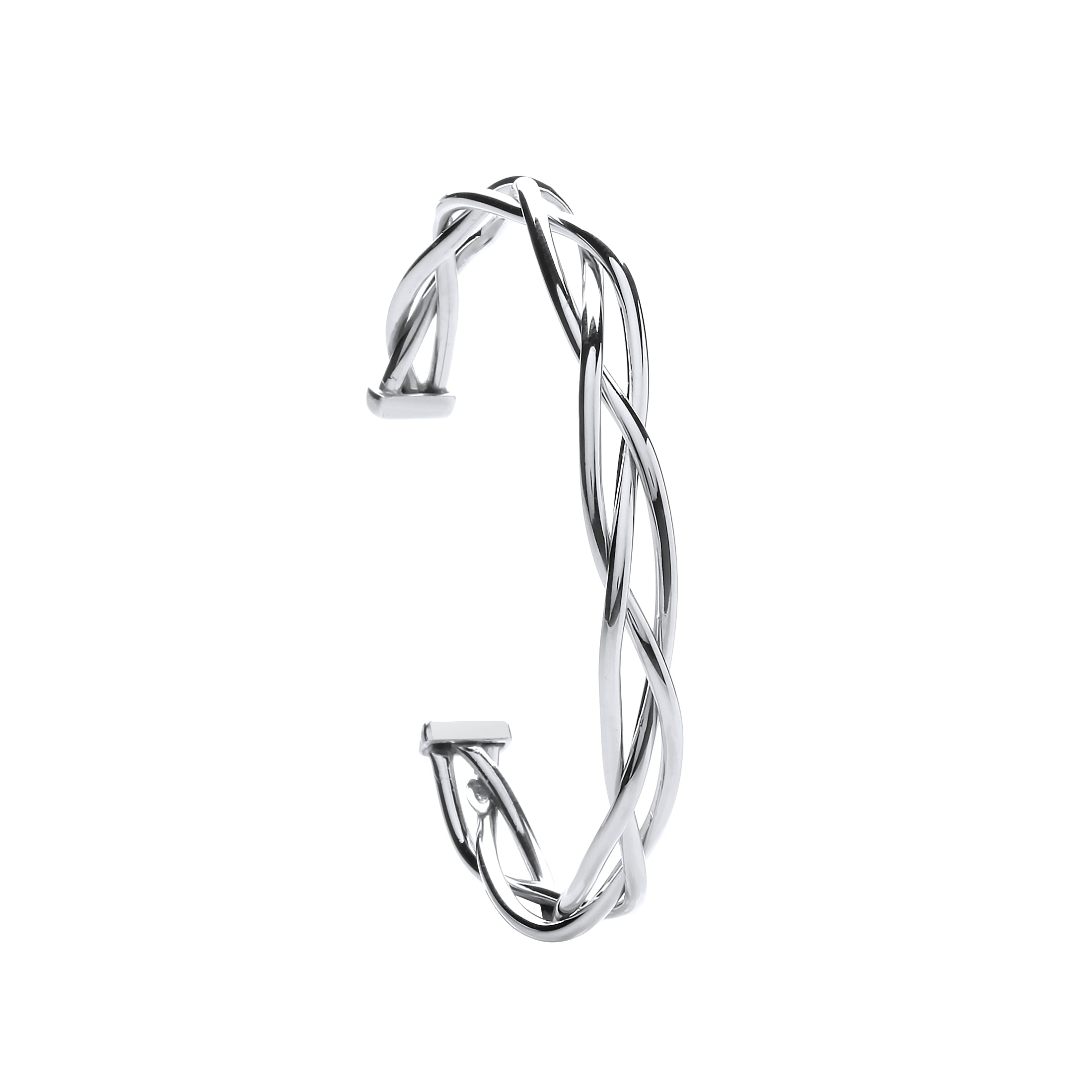 Silver Twisted Hollow Tube Open Bangle