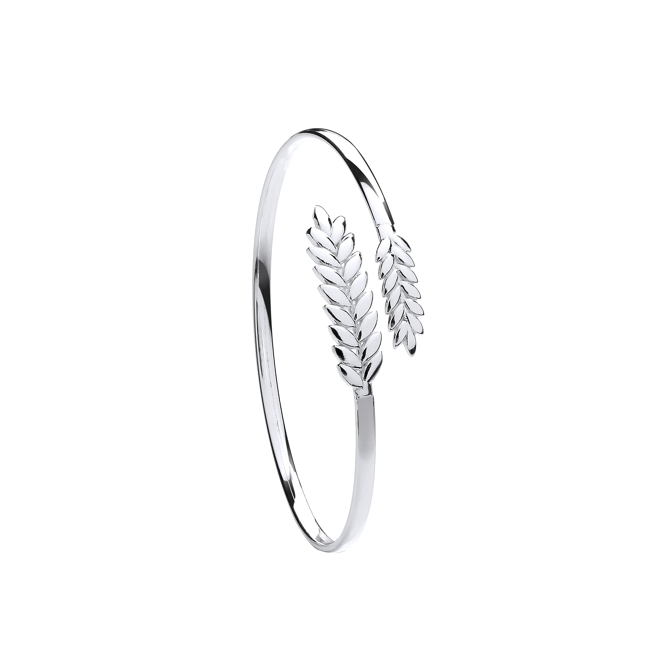 Silver Barley Leaf Ladies Bangle