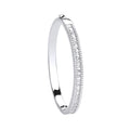 Silver Hinged Princess Cut & Round CZs Bangle