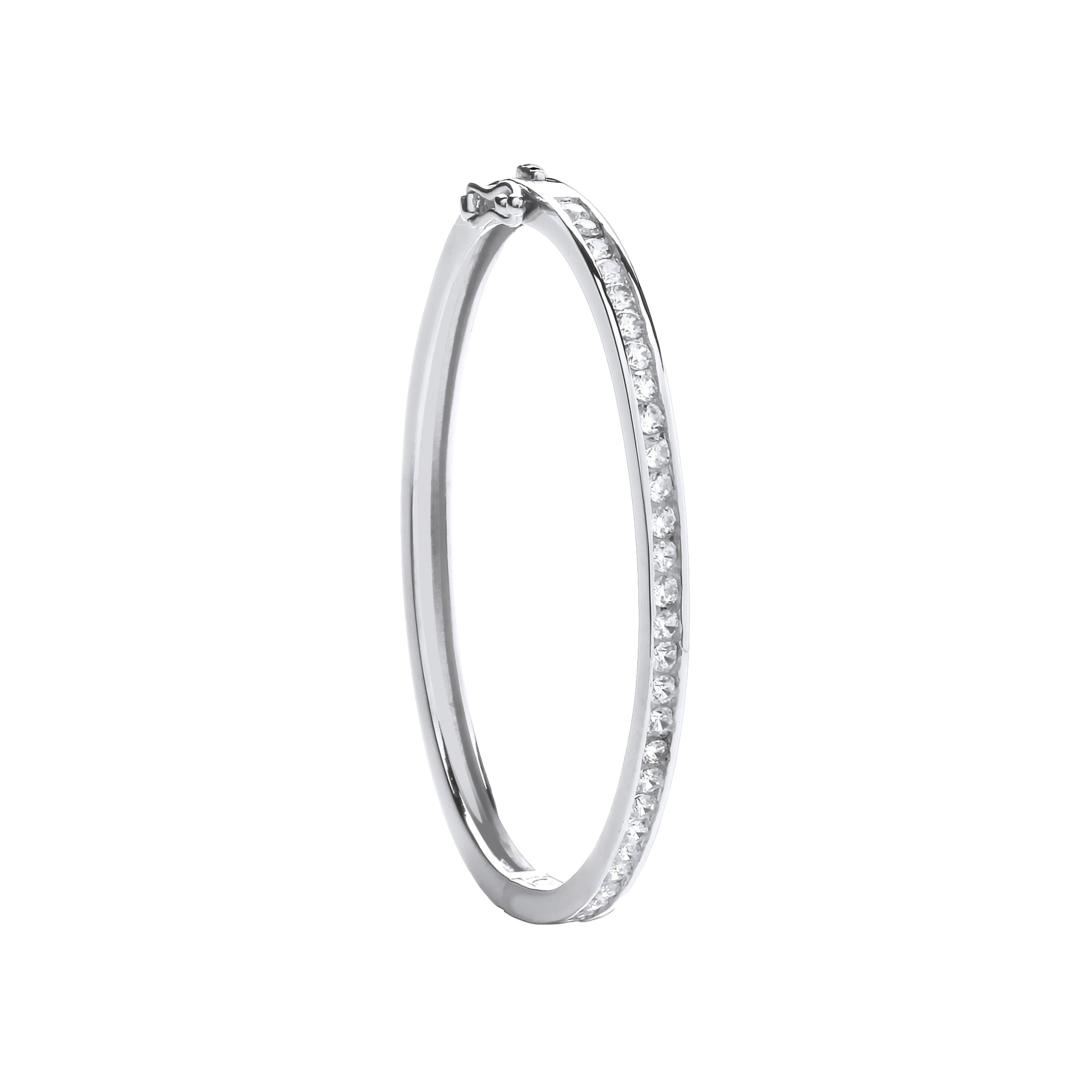 Silver Channel Set CZs Baby Bangle