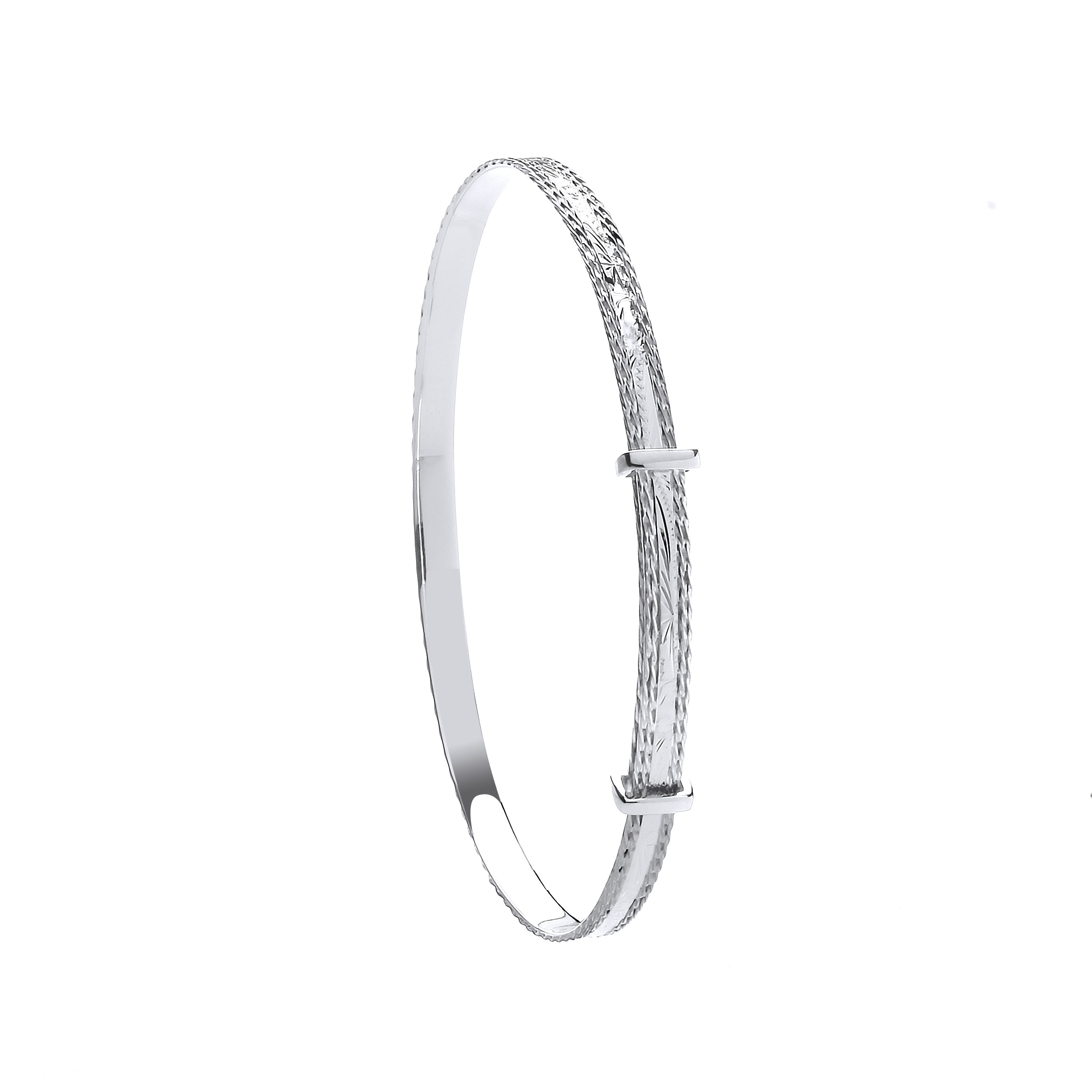 Silver 4mm Expandable Diamond Cut Bangle