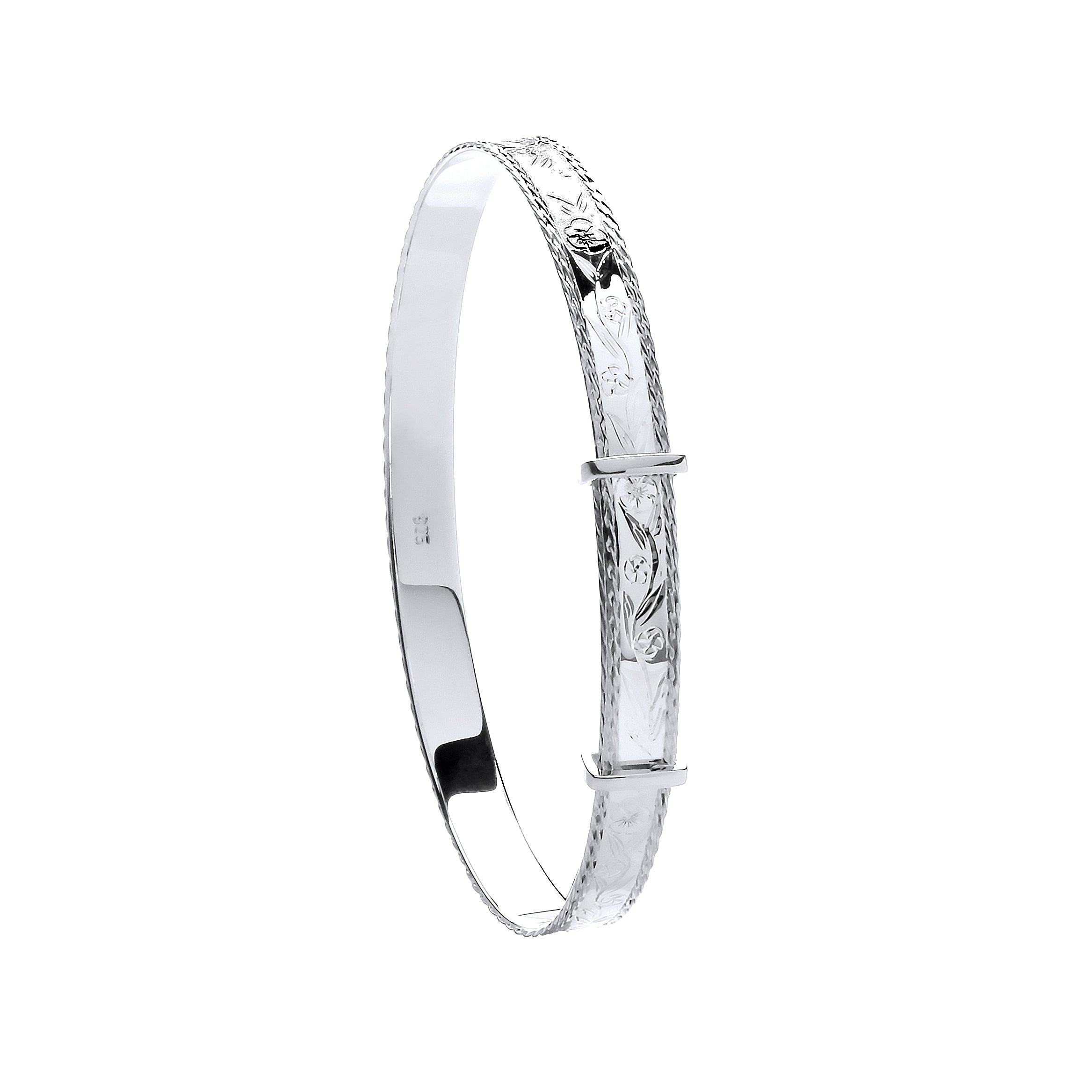 Silver 6mm Expandable Diamond Cut Bangle