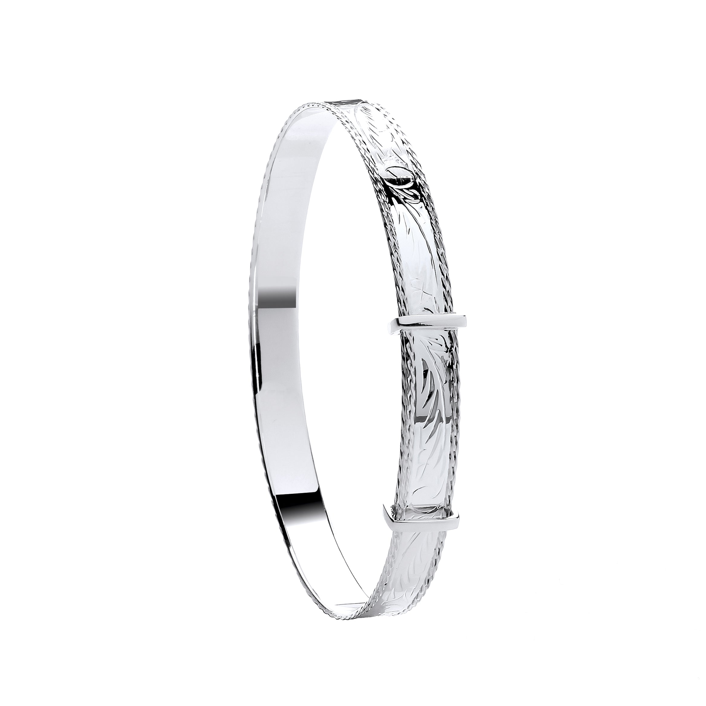 Silver 7mm Expandable Diamond Cut Bangle
