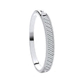 Silver Cross Lines CZ Ladies Bangle