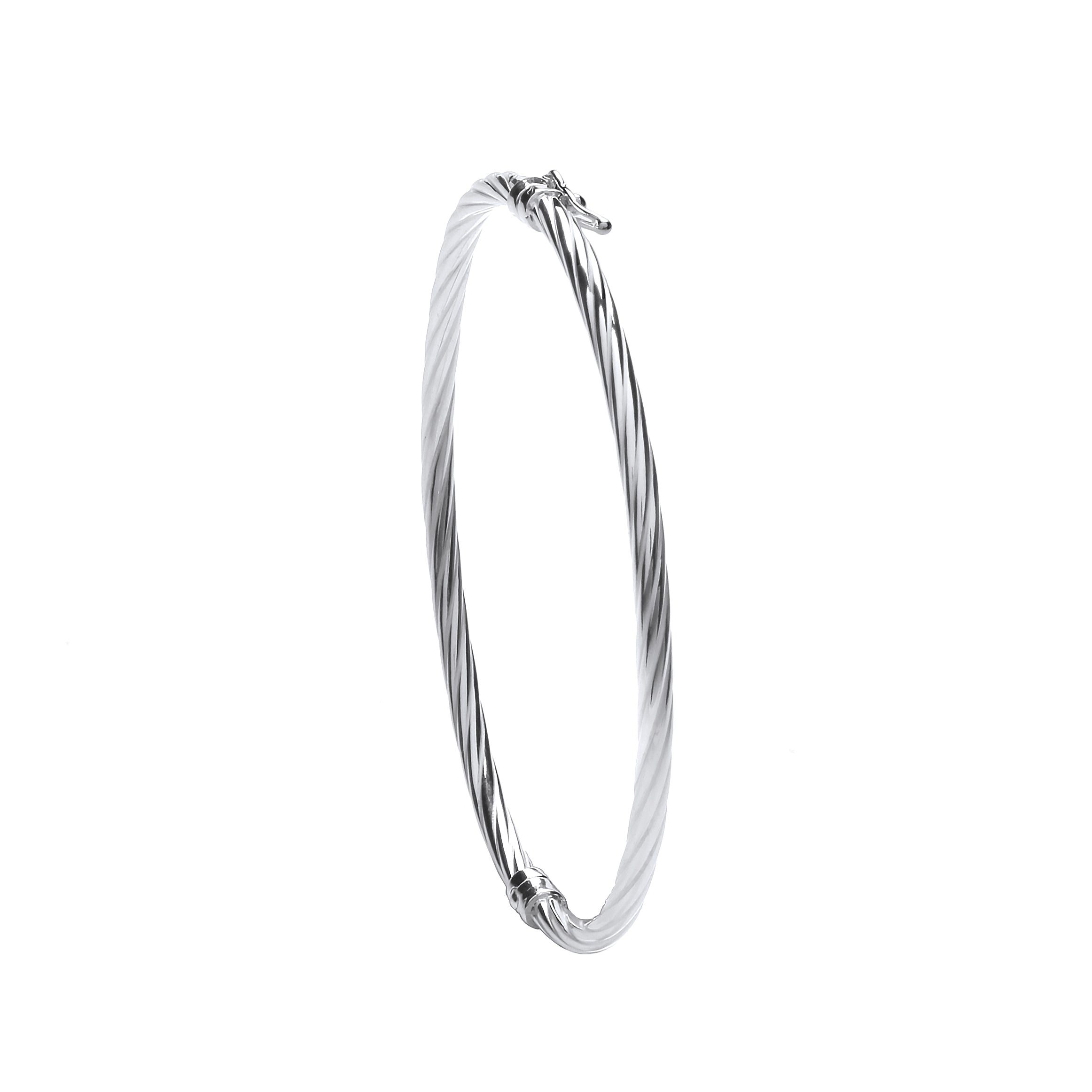 Silver Twisted Hollow Hinged Bangle