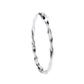 Silver Twisted Ribbed Edge Hollow Hinged Bangle