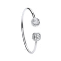 Silver Octagon CZ Torque Hollow Bangle