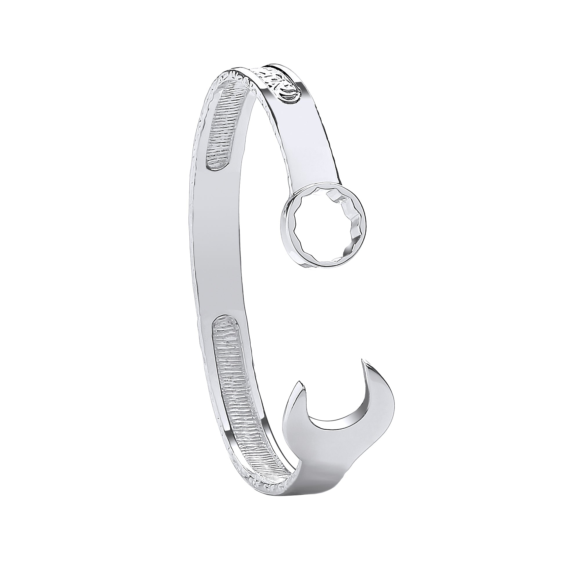 Silver Vintage Design Spanner Gents 9mm Bangle