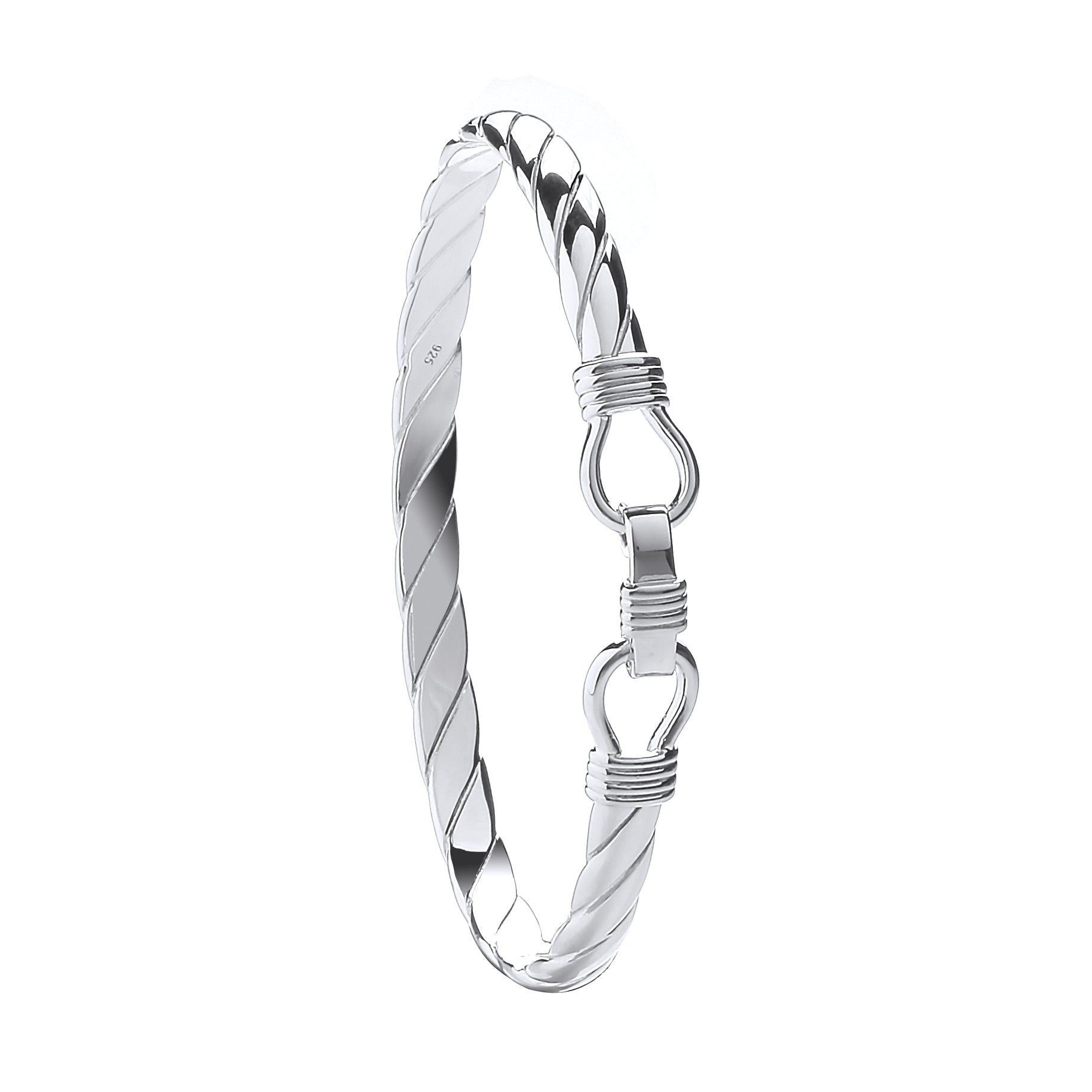 Silver Twist Solid Gents Bangle