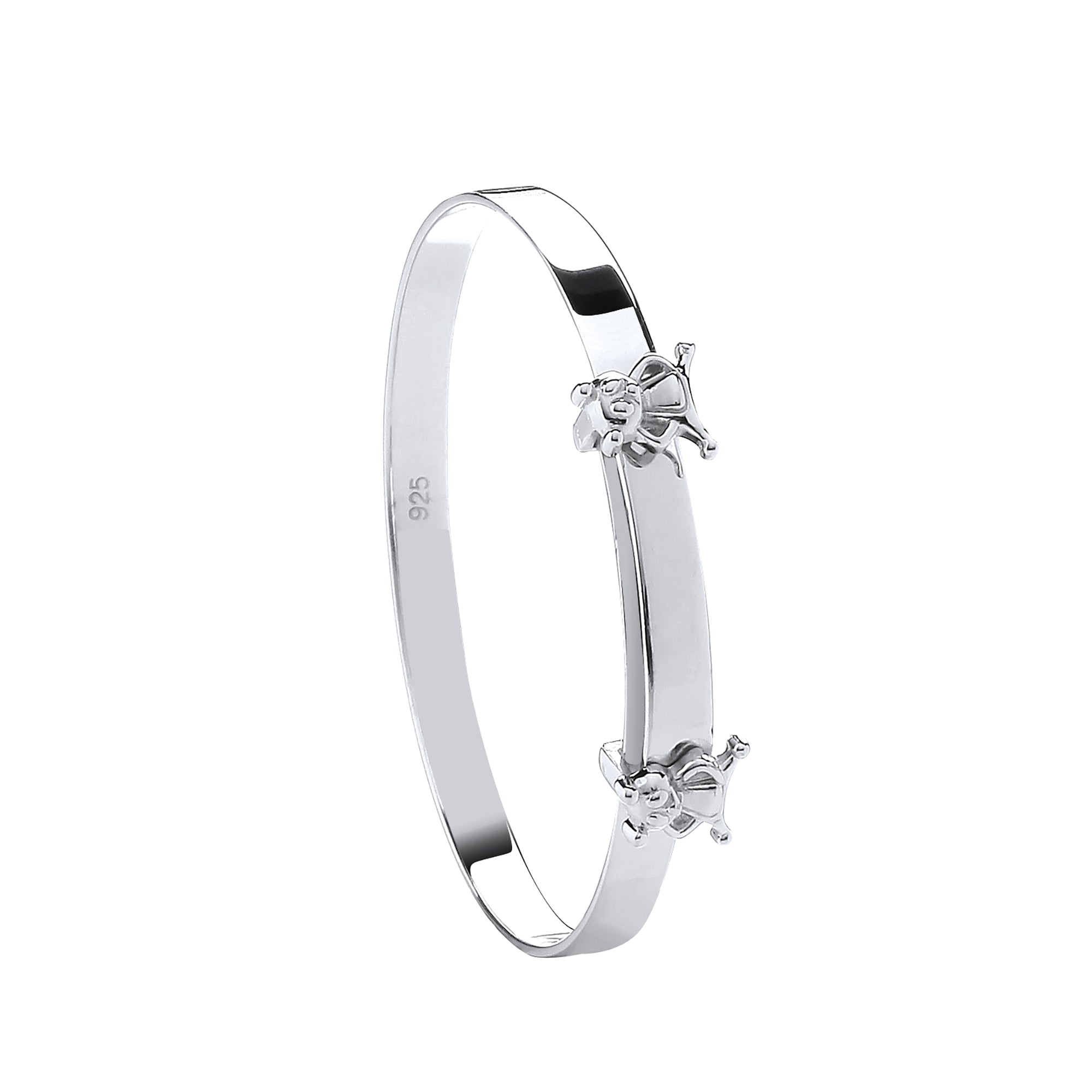 Silver Expandable Teddy Bears Baby Bangle