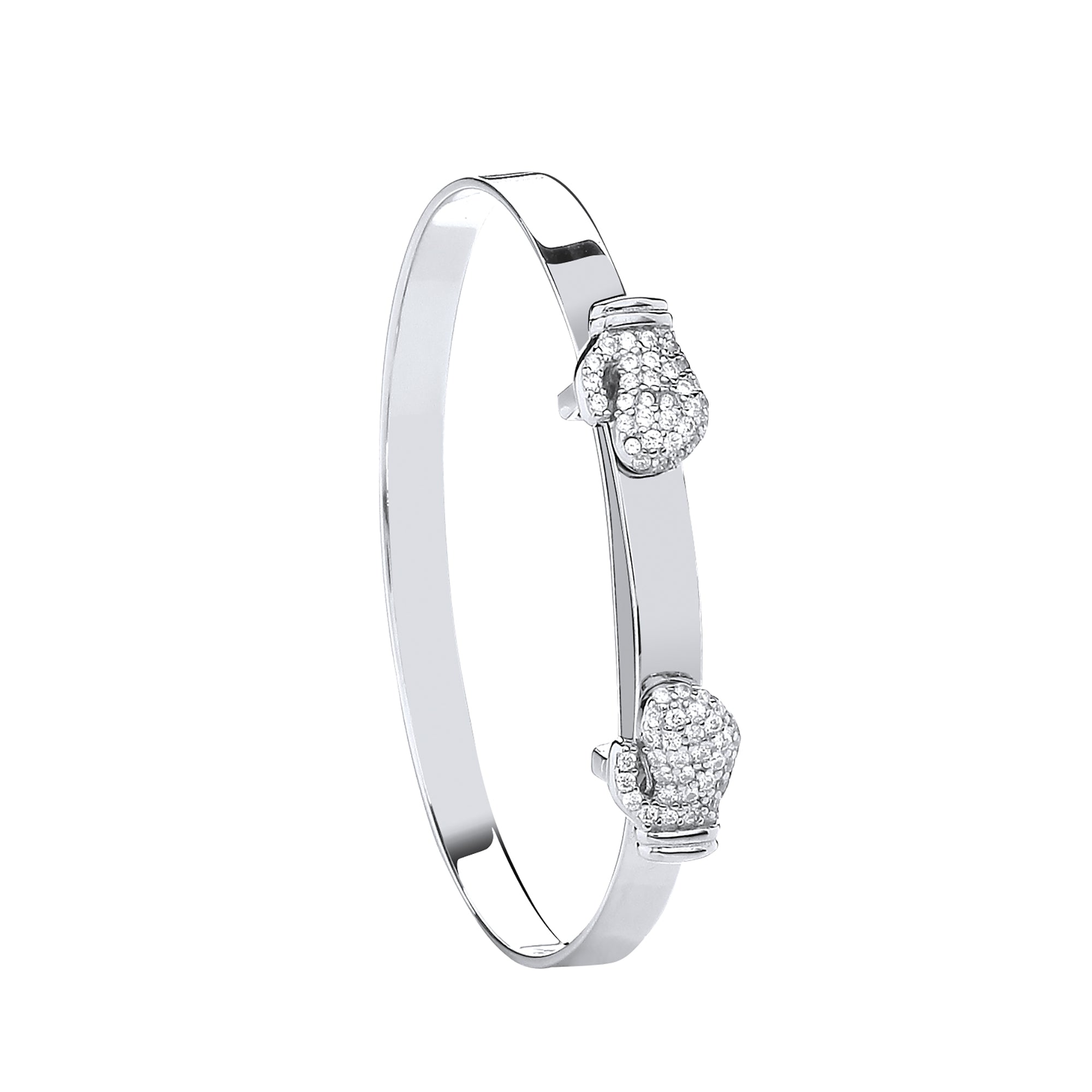 Silver Expandable Boxing CZ Gloves Baby Bangle