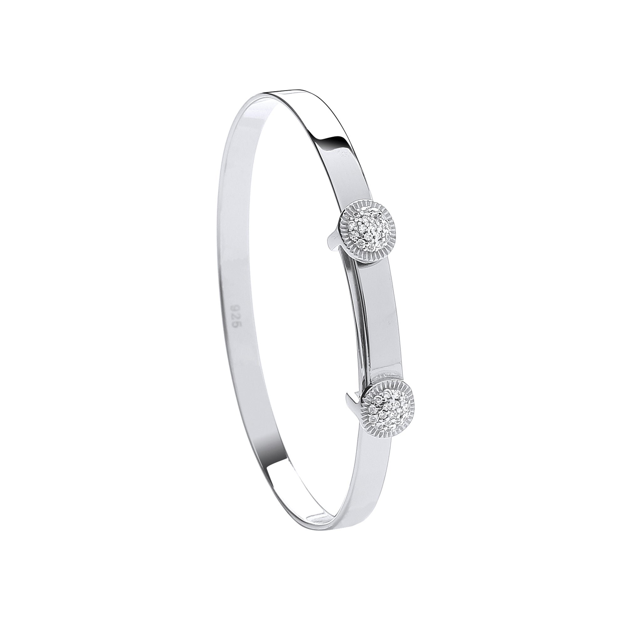 Silver Expandable CZ Round Studs Baby Bangle