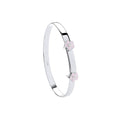 Silver Pink Enamel & CZ Flowers Expandable Baby Bangle