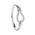Silver CZ Hook Gents Bangle