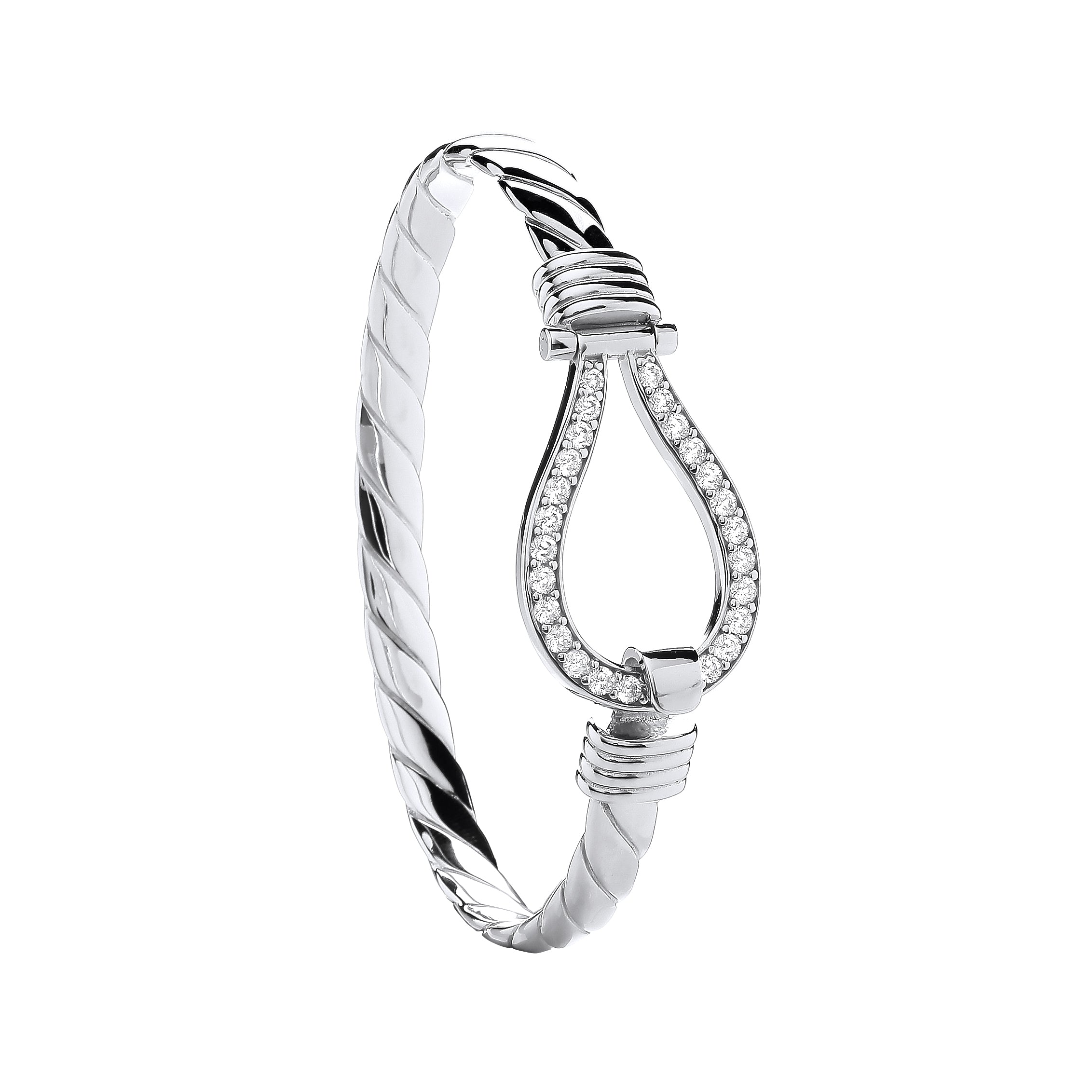 Silver CZ Hook Gents Bangle