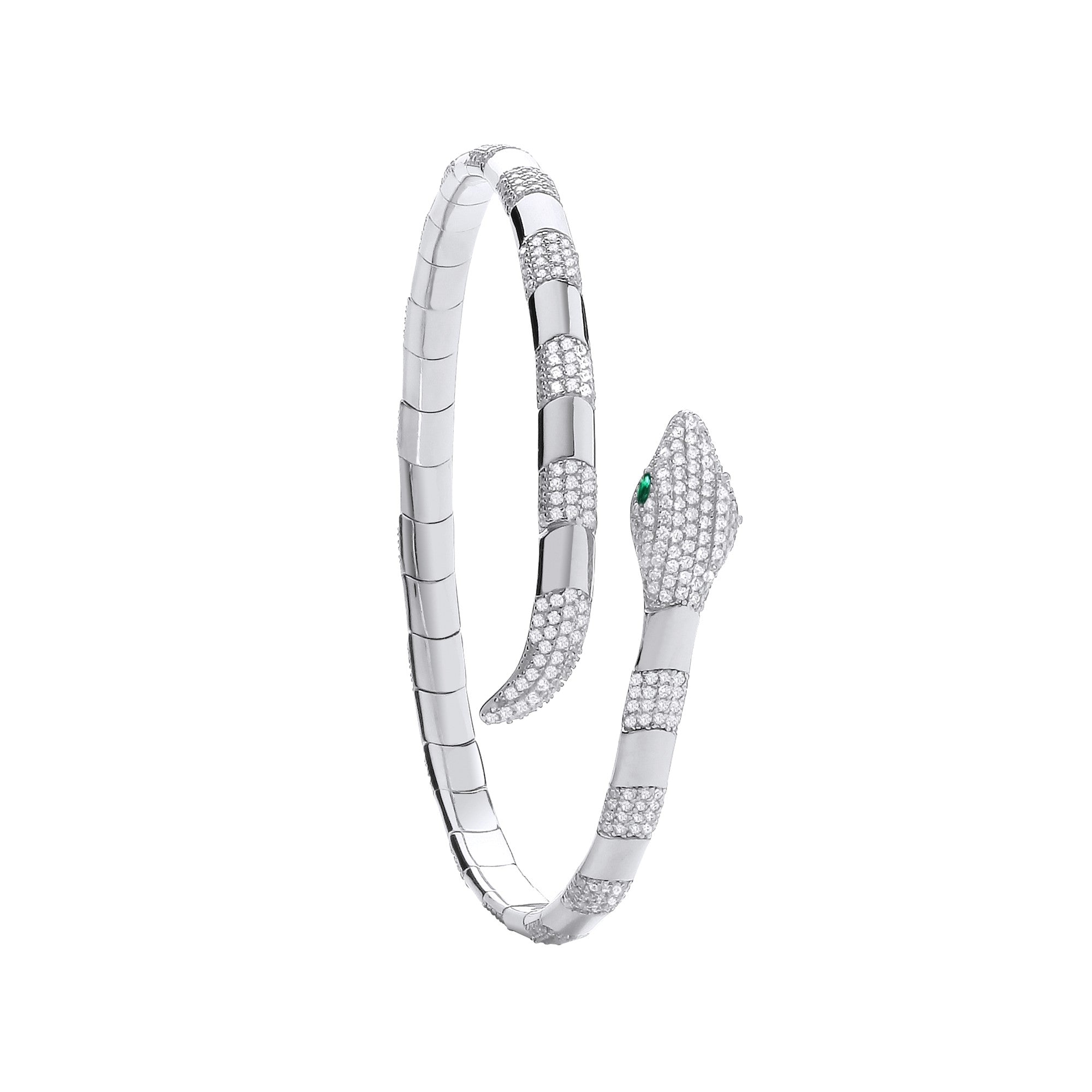 Silver CZ Snake Ladies 4.7mm Bangle