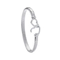 Silver Hearts Hook, Ribbed Ladies Bangle