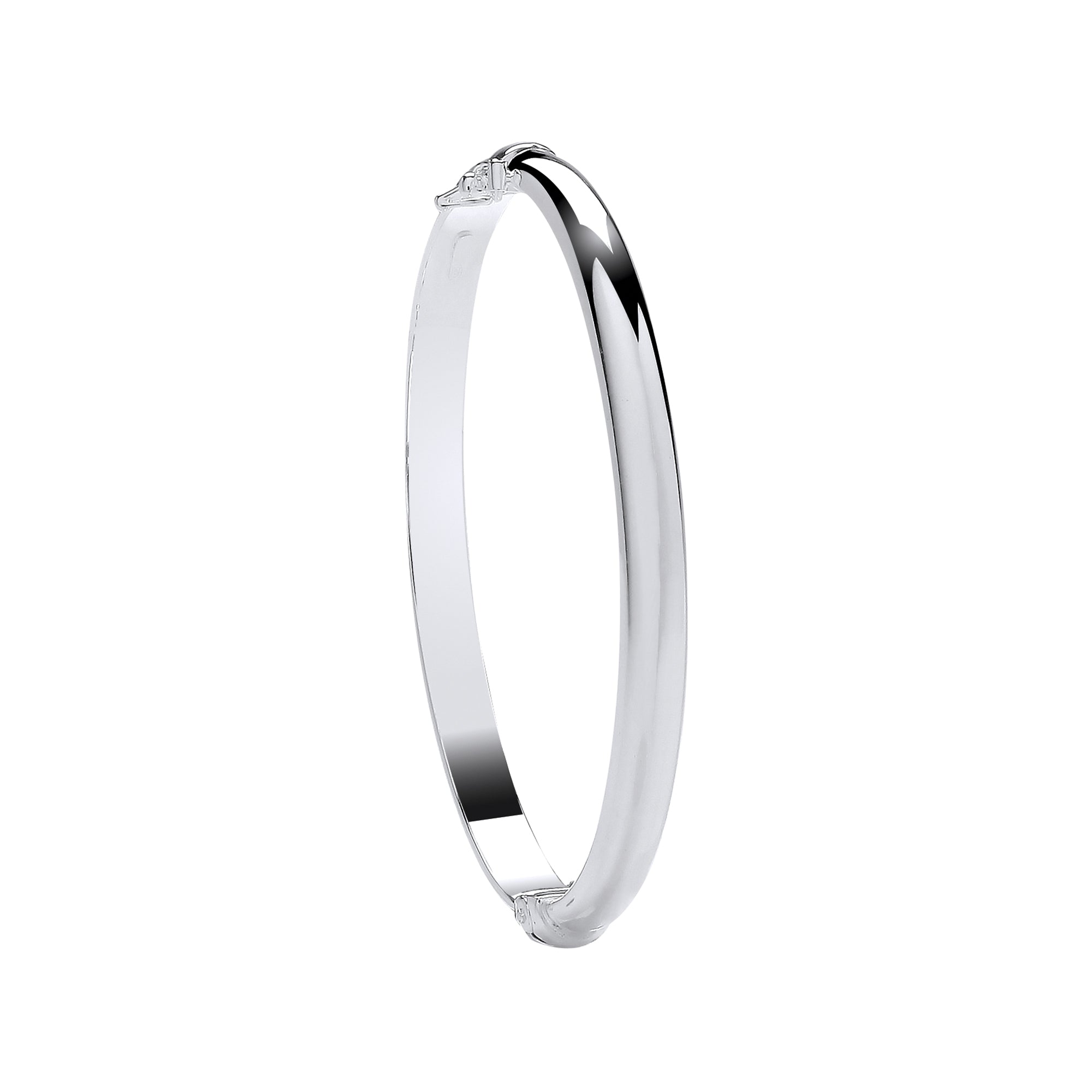 Silver Plain Oval D-Shape 5.9mm Ladies Bangle