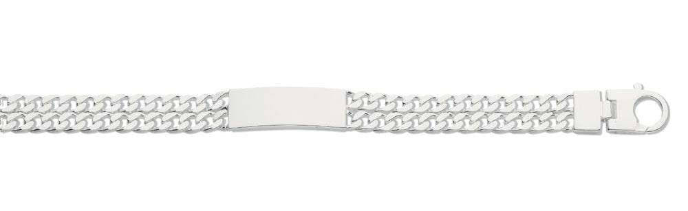 Silver Double Curb Link ID Gents 8" Bracelet